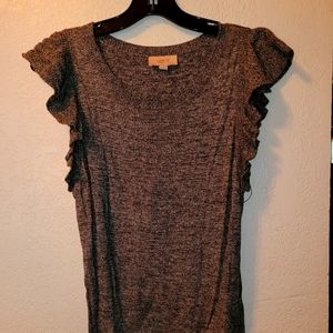 😍 Loft Blouse, super cute, black White Blouse, stretchy, 100% Cotton.